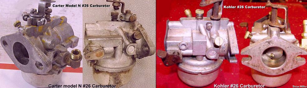 The differences between the Carter (#26, #28, #30) and Kohler (#26, #30) carburetors